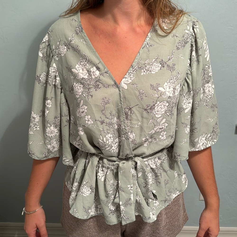 Light green floral top